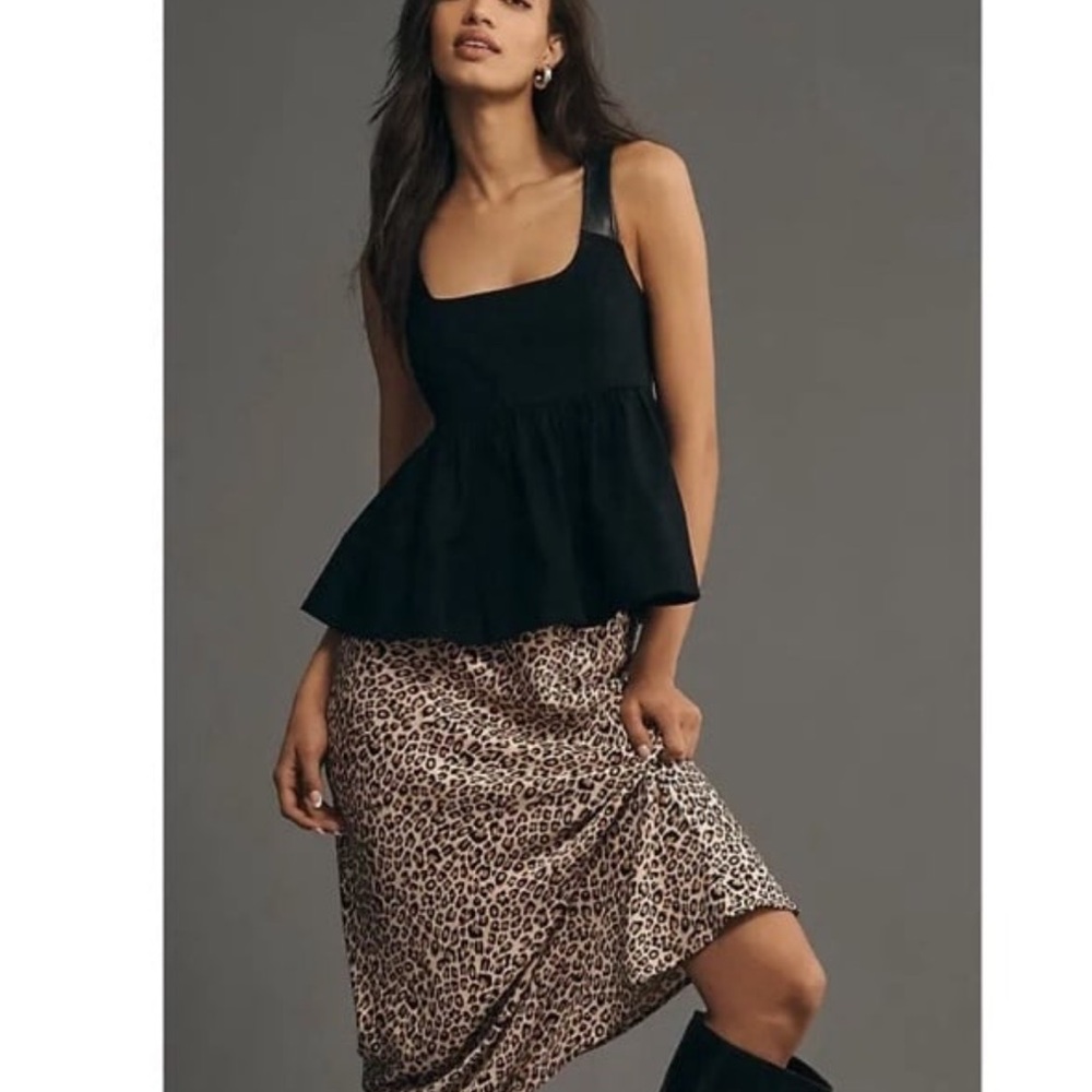 Anthropologie Black Buckle Racer Back Babydoll Halter Tank Top Babydoll Large
